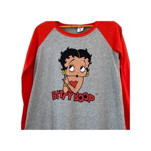 Betty‎ Boop Dress Medium Gray Red Raglan Sleeve Cartoon Character